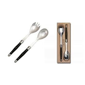 Laguiole Andre Verdier Debutant 2 piece Salad server Set in wooden box Black