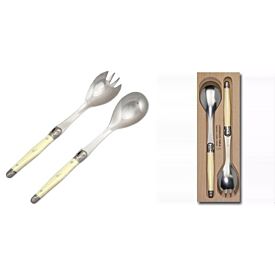 Laguiole Andre Verdier Debutant 2 piece Salad server Set in wooden box Ivory