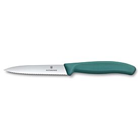Victorinox Paring Knife 10 cm Pointed Tip Wavy Edge Green