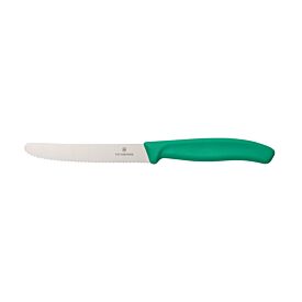 Victorinox Steak & Tomato Knife 11cm Round Tip Wavy Edge Classic Green
