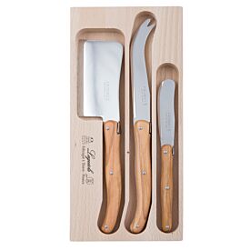 Laguiole Andre Verdier Debutant Cheese Set 3Pc Olive Wood