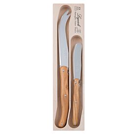 Laguiole Andre Verdier Debutant Cheese Set 2Pc Olive Wood