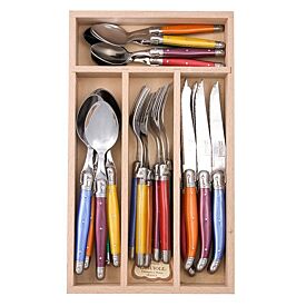 Laguiole Andre Verdier Debutant 24 piece Cutlery Set in wooden box Mixed Original