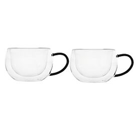 Maxwell & Williams Blend Noir Double Wall Glass Mug Set of 2 Gift Boxed 270ml