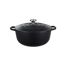 Maxwell & Williams Cast Iron Round Casserole 28cm/6.2L in Black